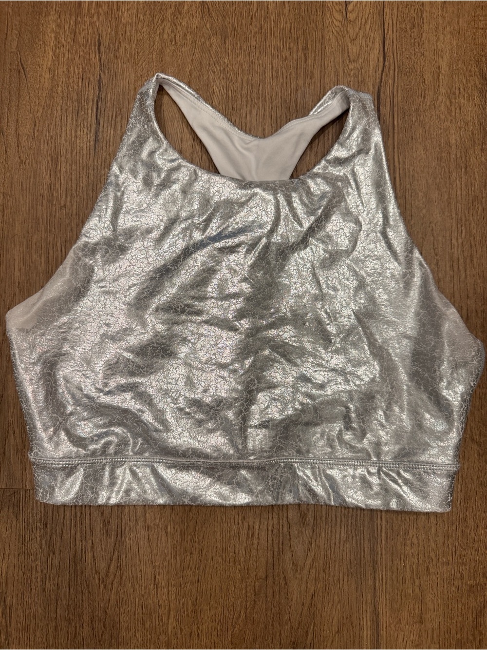 Carbon38 Silver Metallic Sports Bra